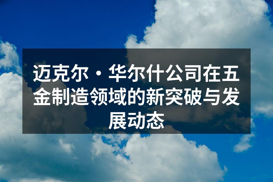 迈克尔·华尔什公司在五金制造领域的新突破与发展动态